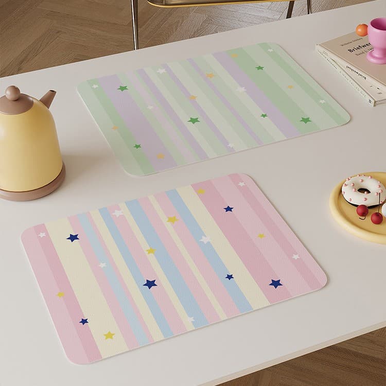 Leather Placemat for Home, Waterproof, Oil-Proof, Heat-Resistant, Bowknot Cute Table Mat, Insulated Dining Mat, Perler Bead Table Mat