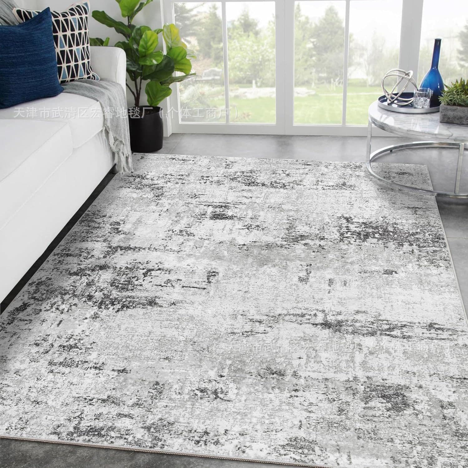Cross-border generation modern abstract imitation cashmere washed bottom large carpet living room soft and skin-friendly sofa coffee table carpet