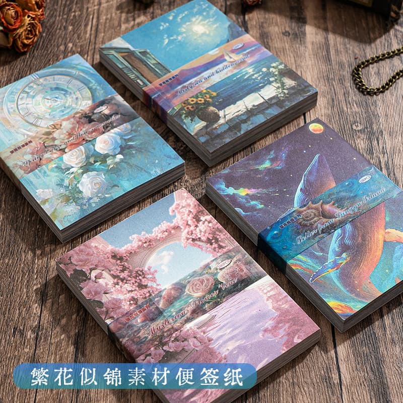INS Flourishing Flowers Material Paper - Vintage Literary Journal Background Collage Decoration Base Paper Non-adhesive Memo Pad