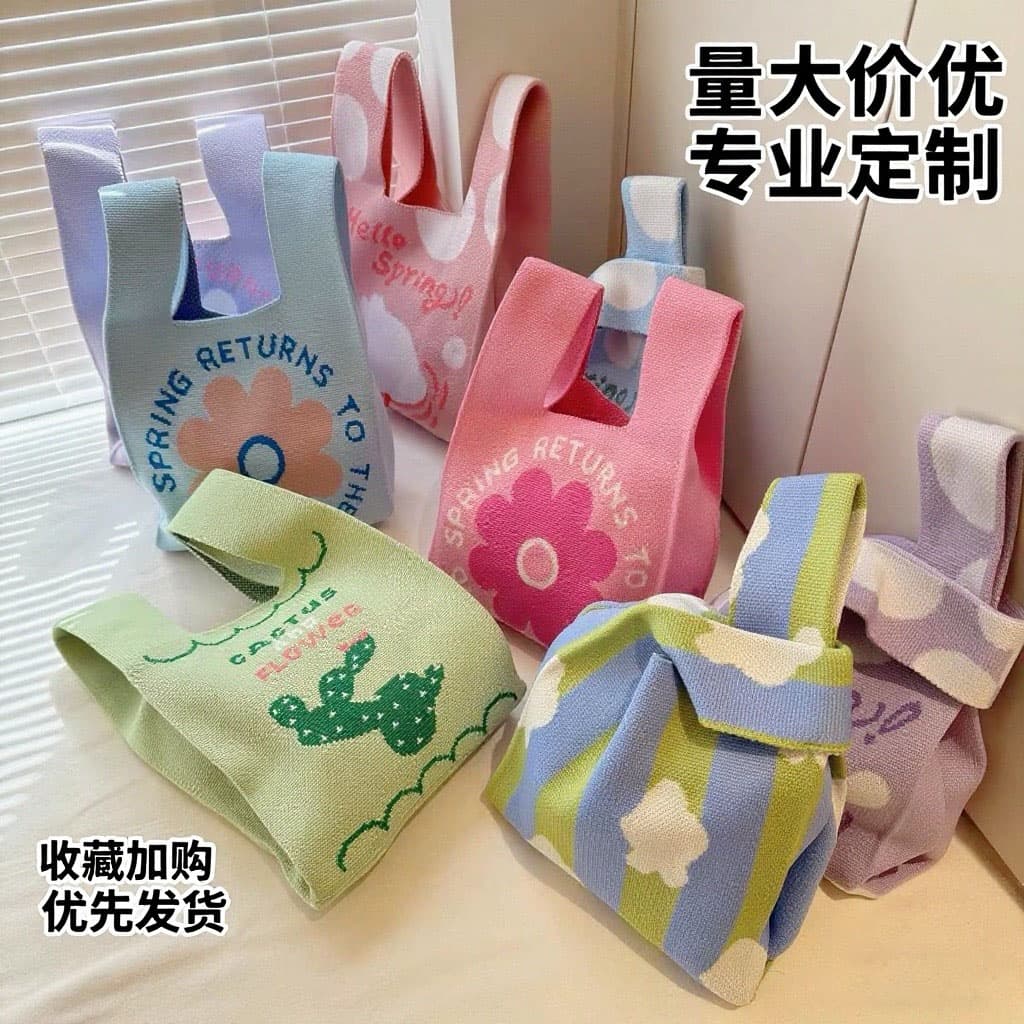 High-end hand-held small bag wedding birthday gift knitted souvenir hand-held holiday gift handbag