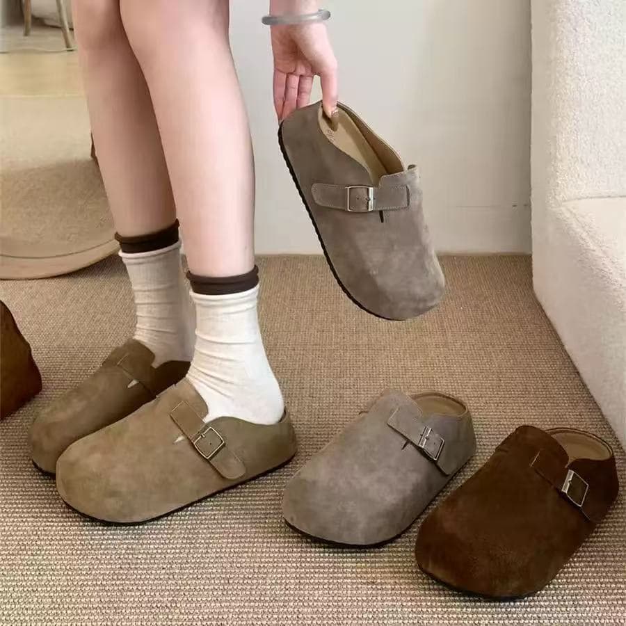 Thick Sole Platform Birkenstock Shoes for Women 2026 Spring Summer New Arrival, Slip-On Closed Toe Half Slippers for Petite Women, Outdoor Casual Shoes