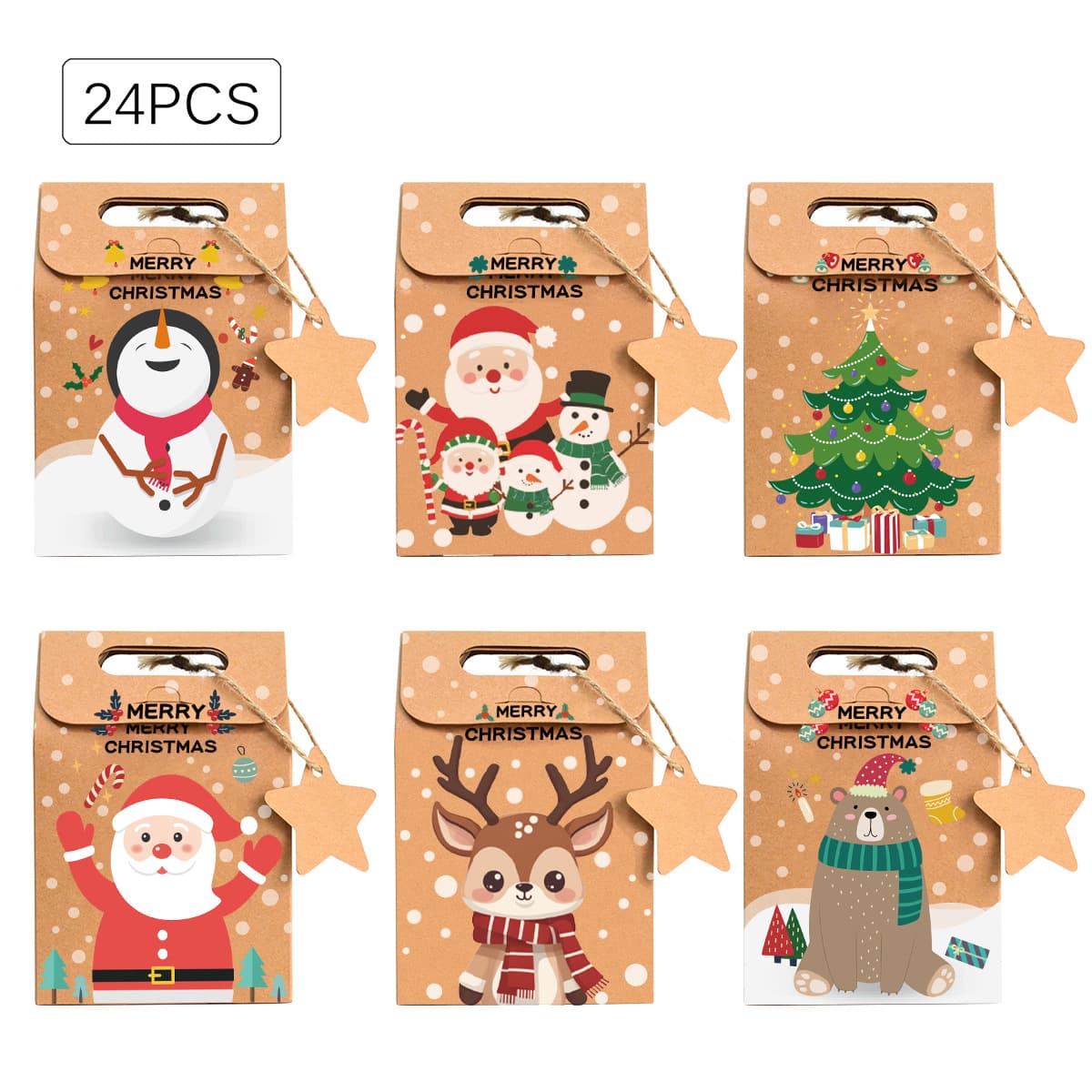Christmas Gift Bag Kraft Paper Candy Bag Apple Box Christmas Party Packaging Box Card European Style New Greeting Card