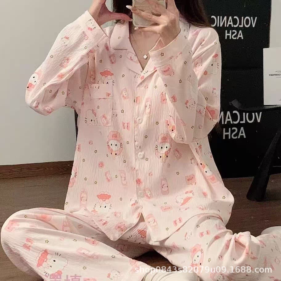 New Style Cloud Cotton Pajamas for Women, Summer Cartoon Cute Short-Sleeved Shorts, Suitable for Outdoor Wear, Home Clothing Set, Wholesale from Thailand