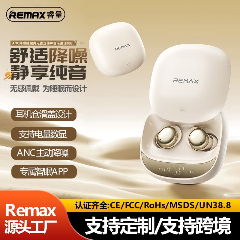 Remax In-Ear True Wireless Bluetooth Earbuds with ANC Active Noise Cancellation, Stereo Music, Call, Sleep Earbuds