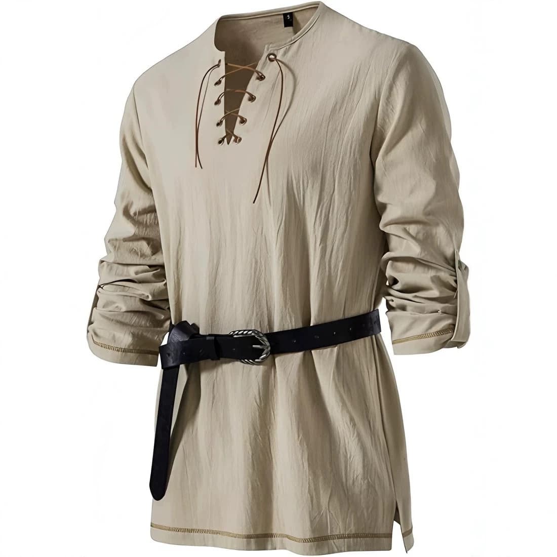 High-Quality Men's Amazon Shirts, Improved Henry Style Long-Sleeve Hippie Casual Beach Stand-Collar Shirts, European Size