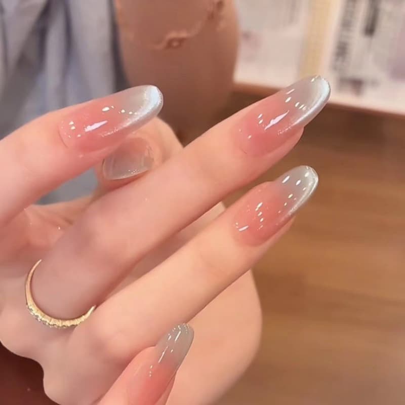 Blue Hour ~ Summer Cool Sea Blue Cat Eye Nails, Elegant and Watery, Removable