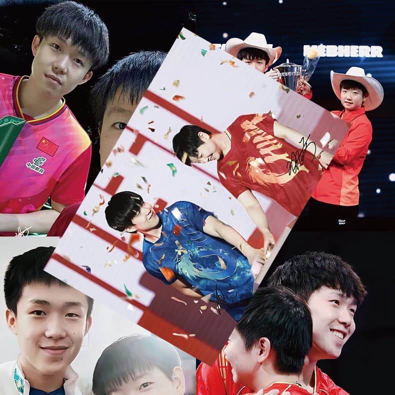Sha Tou Combo Poster Set of 8 - Wang Chuqin & Sun Yingsha CP Match Photos Stickers for Dorm Wall
