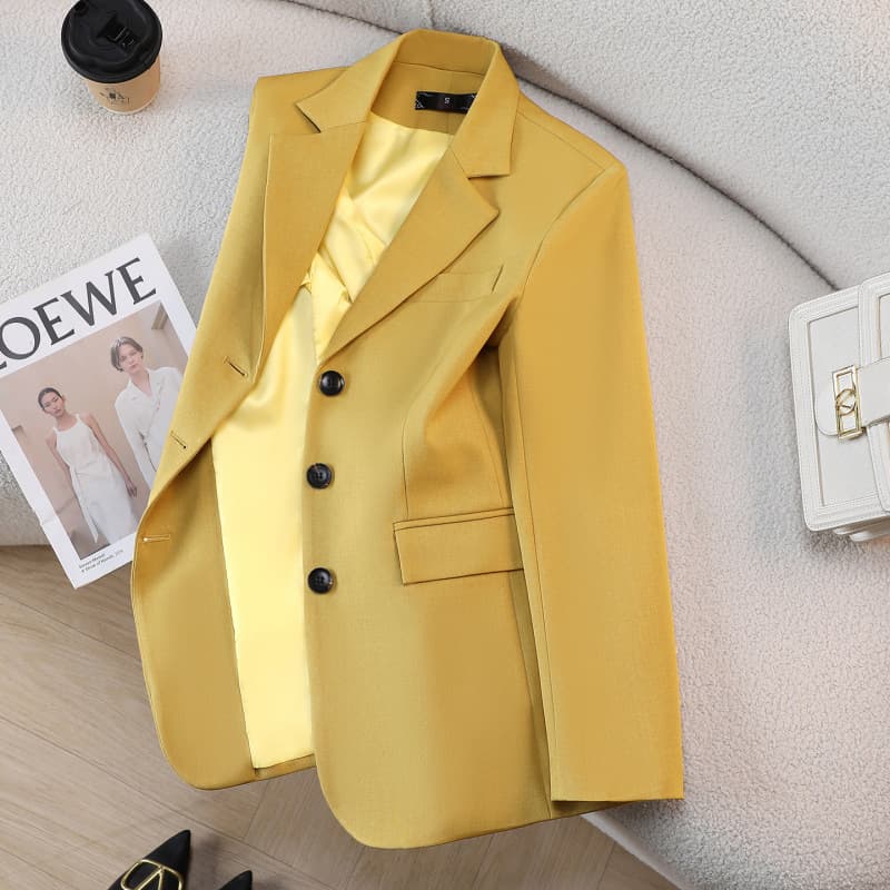 2026 Spring and Autumn New Style Suit Jacket Fashionable Mustard Yellow Temperament Slim Small Workplace Suit Jacket