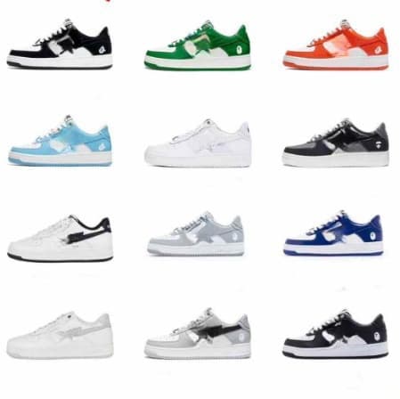 BAPE Ape Head Bape Sk8 Sta Patent Leather Board Shoes Dunk Star Height-Increasing Skate Shoes Unisex Sports