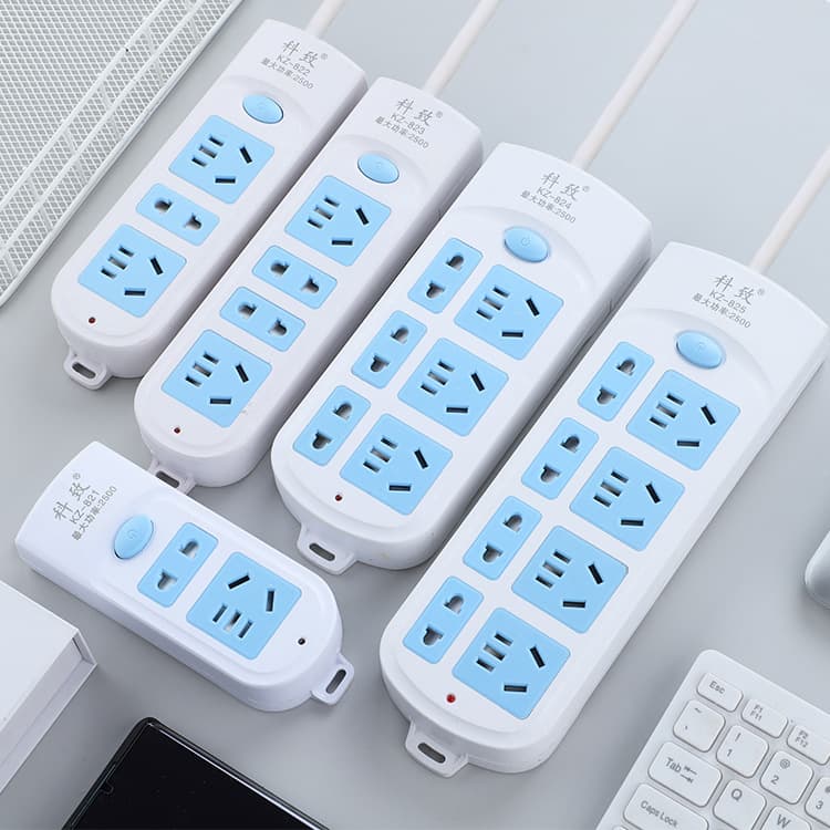 High-power switched power strip for home and dormitory use, multi-outlet extension cord with cable