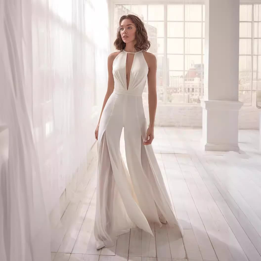 ebay Amazon hot style 2024 European and American foreign trade new women's clothing sexy deep V halterneck jumpsuit casual trousers