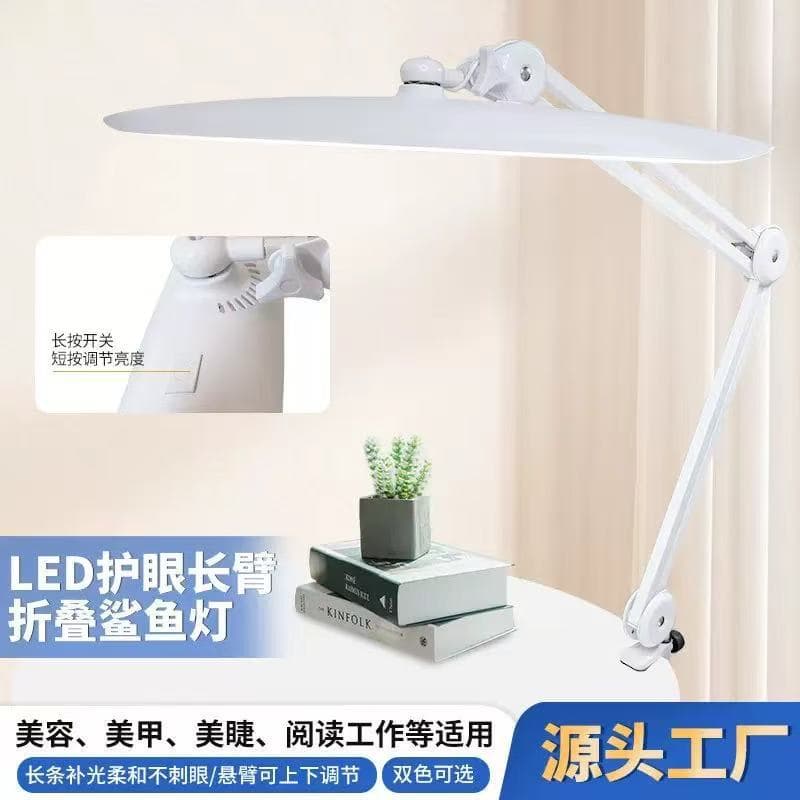 Clip-on Eye-Caring Shark Desk Lamp for Study, Nail Art, Eyebrow Tattoo, Eyelash Extension, LED Beauty Lamp, Fill Light, Eye-Caring Lamp
