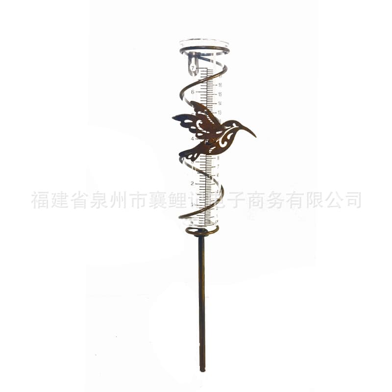 Metal Garden Stake Rainfall Meter Transparent Glass Tube Iron Decoration Rain Gauge Lawn Precipitation Measurement