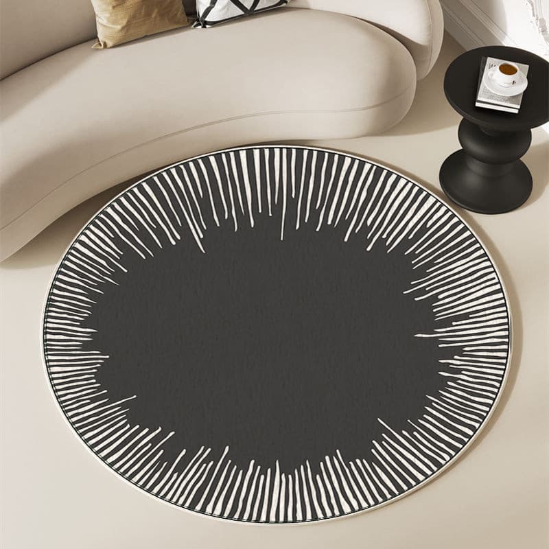 Living room carpet, stain-resistant and easy to clean, minimalist style round rug for sofa and coffee table, imitation cashmere, water-absorbent, full coverage