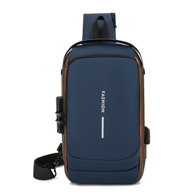 Men's Chest Bag with Password Lock Anti-Theft Cycling Bag Casual Outdoor Running Waist Pack Crossbody Sports Backpack