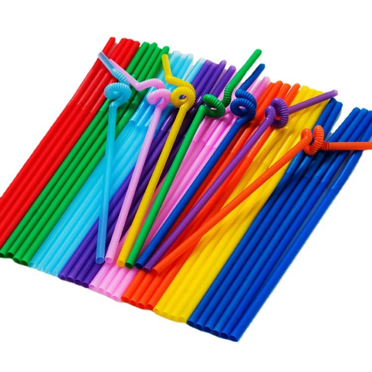 Manufacturer shape disposable curved art straws colorful thin straws PP plastic beverage juice cocktail party