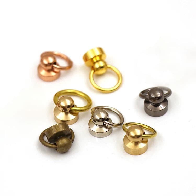 Hot-selling brass monk head studs with ring for phone cases, bags, and chain bag accessories in Europe and America