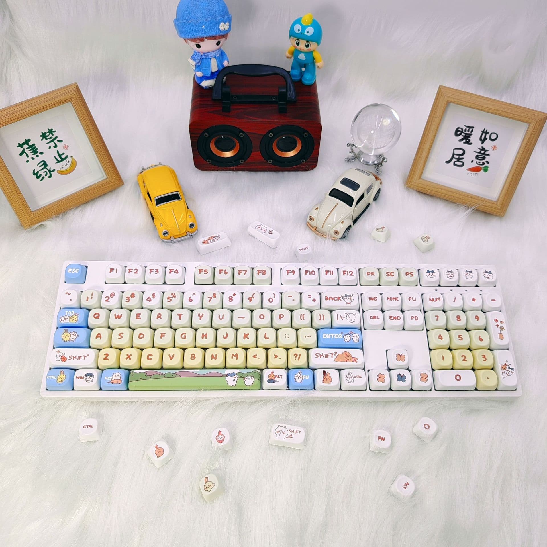 Small 8-key PBT five-sided dye-sublimated MOA height-adapted mechanical keyboard, 98-key or 104-key cute 6.25U spacebar