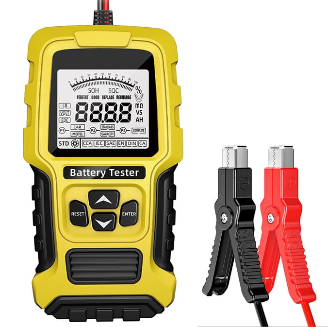 Smart Digital Display Battery Tester E-FAST Car Battery Internal Resistance Tester for Automotive Yellow TK-200 Model
