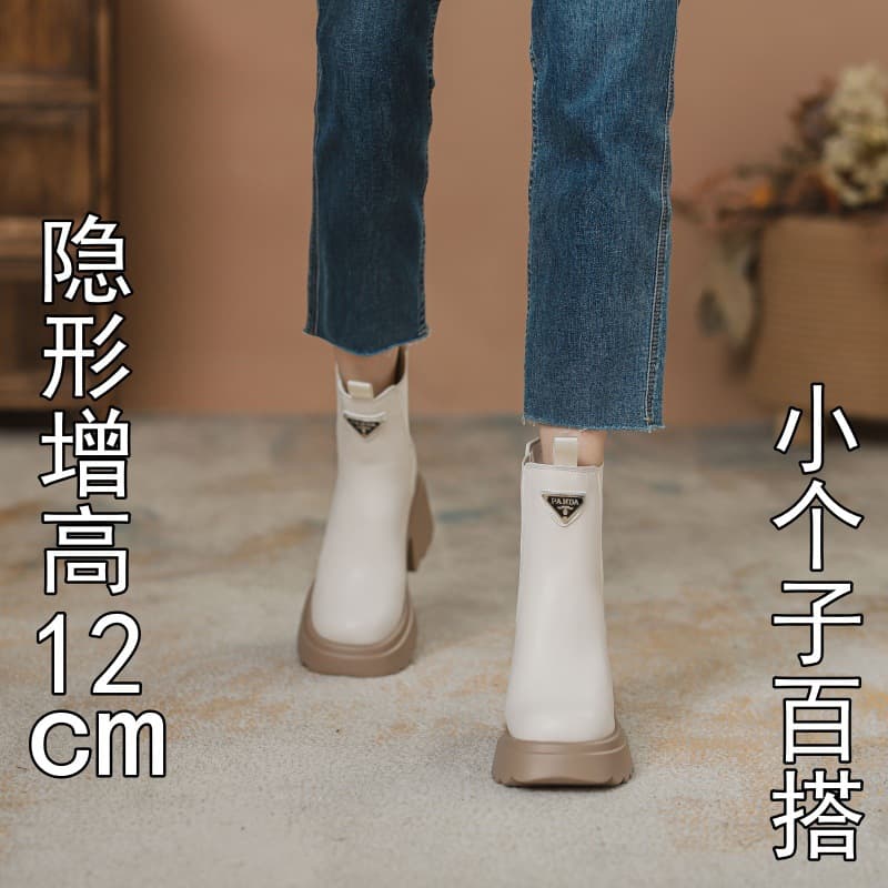 Thick Sole Elastic Slim Martin Boots Women 2025 New British Style Internet Celebrity Versatile Short Boots with Inner Height Increase for Petite