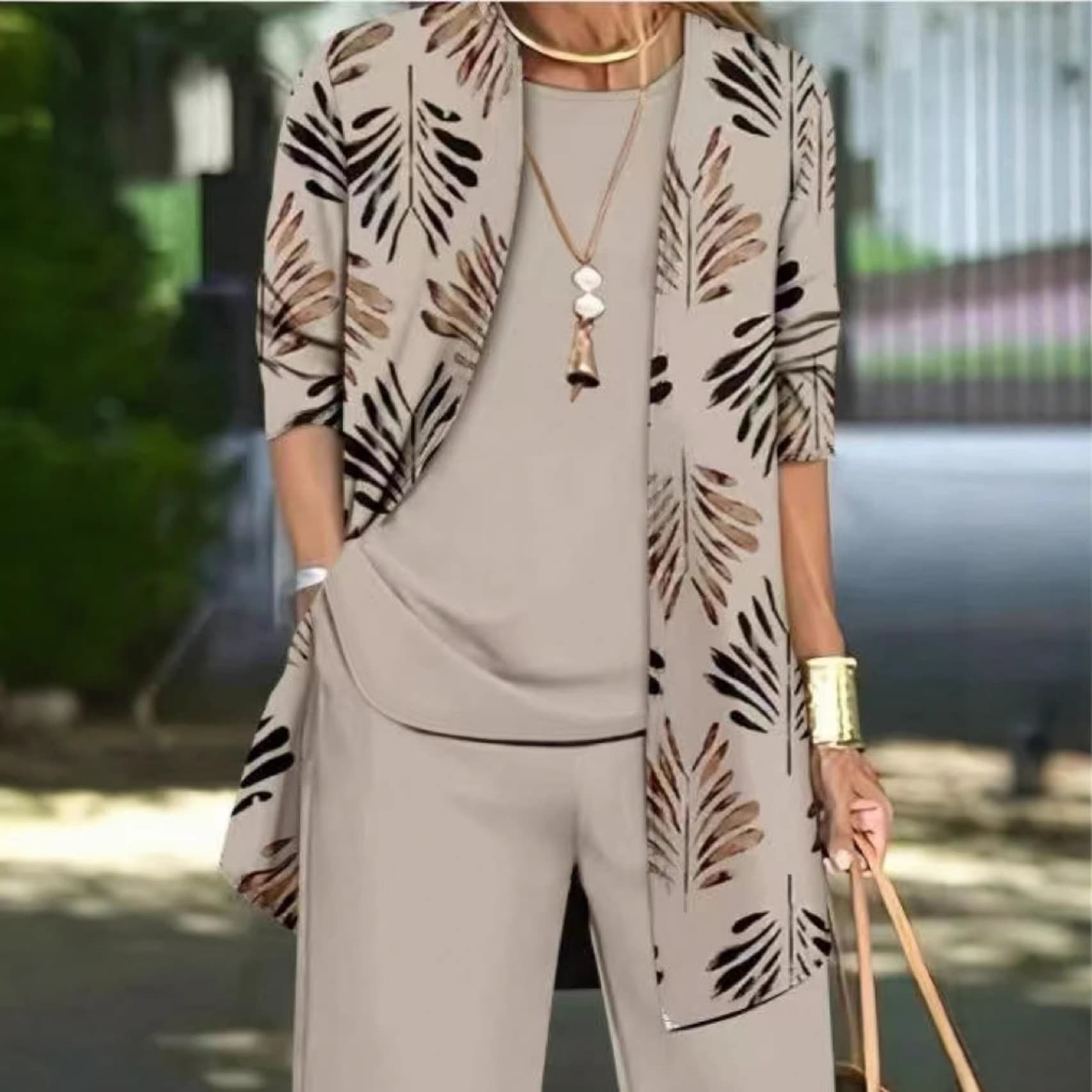 Women's Casual 3-Piece Set: Comfortable Solid Vest, Long-Sleeve Cardigan, and Loose Pants