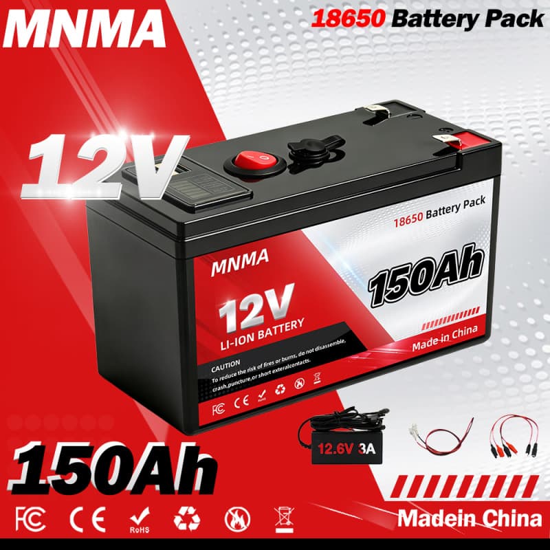 12V150Ah Lithium Battery Pack for Fish Finder, Electric Wheelchair, Long Cycle Life
