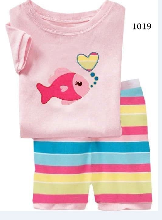 Cross-border Supply Children's Homewear Summer Short Sleeve Cotton Pajama Set for Kids