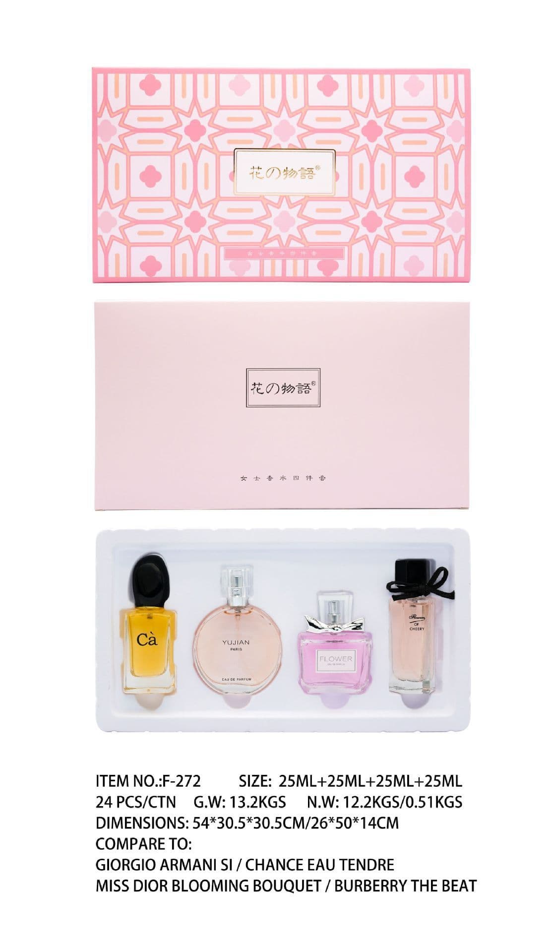 Cross-border Women's Perfume Long-lasting Floral Tale Four-piece Set Blooming Gift Box Perfume Wholesale
