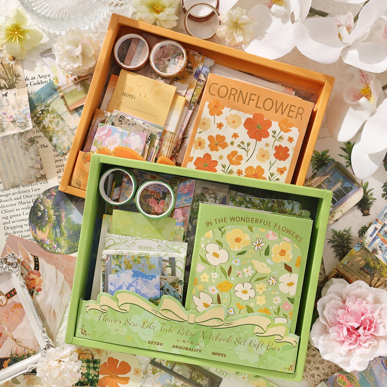 Yue Zhen Floral Tide Journal Kit Set, Cross-border Sticker Children's Journal Gift Box, DIY Journal Materials