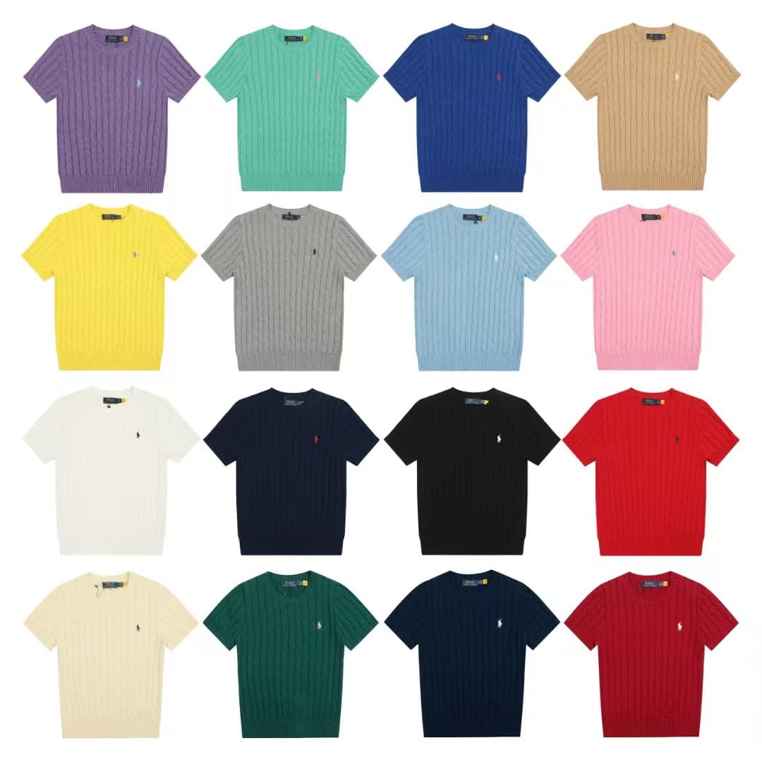 Scannable code ~ RL Polo pony embroidered crew neck casual knit short sleeve T-shirt for men and women, couple style, dropshipping available