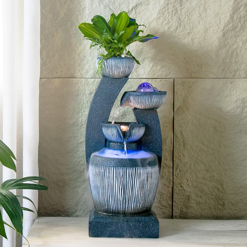 Desktop Water Fountain Ornament, Wealth-Generating Floor Decoration for Living Room and Office, Small Feng Shui Water Ball, Circulating Water Decorative Fish Tank