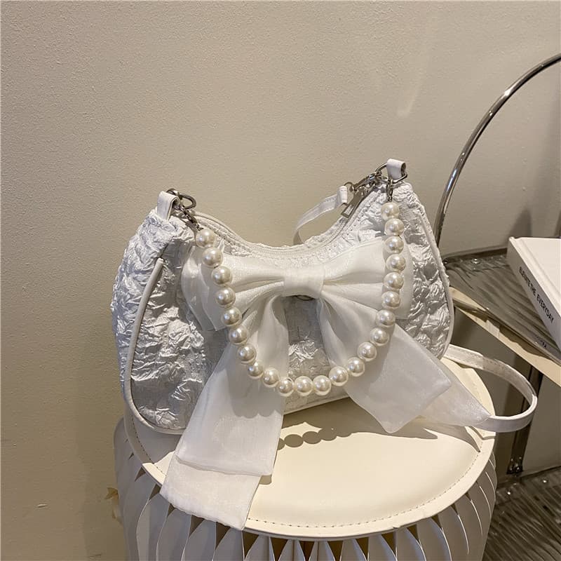 This Year's Popular Retro Bow Bag for Women Spring 2022 New Trendy Fashion Pearl Underarm Shoulder Crossbody Bag