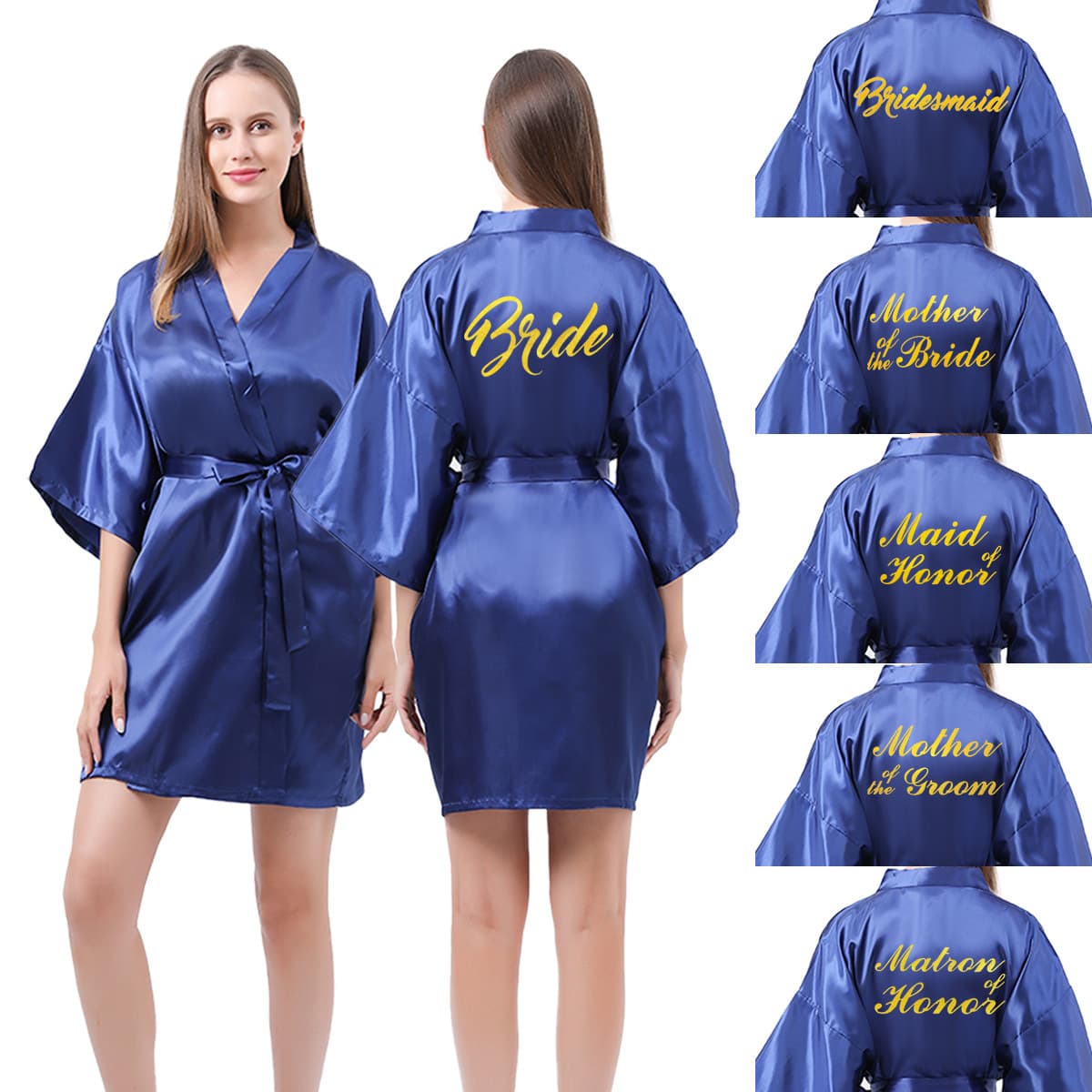 Cross-border Hot Selling Women's Wedding Morning Robe Bathrobe Short Solid Color Sister Bridesmaid Dress