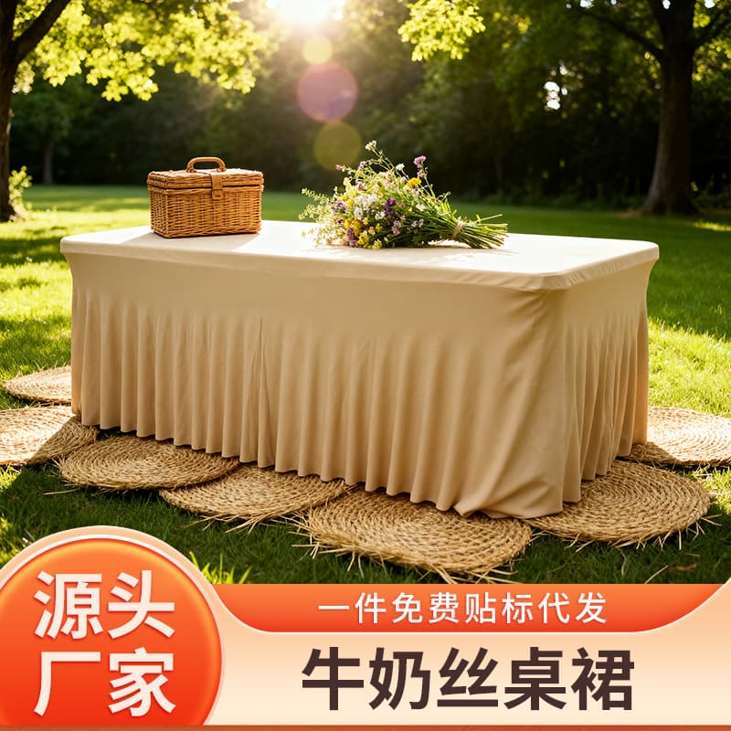 Cross-border elastic table covers for exhibitions, conferences, weddings, hotels, banquets, rectangular solid color tablecloths, in stock.