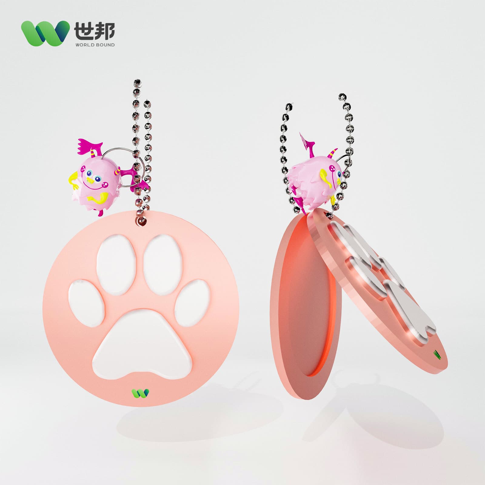 Custom Zinc Alloy Solid Perfume Box with Chain Pendant Private Mold Opening Die-Casting Aluminum Cosmetic Powder Compact Case