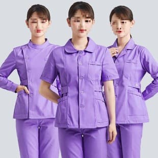 Nurse Uniform Long-Sleeve Women's Dental Clinic Short-Sleeve Summer Lavender Work Clothes Two-Piece Set Pharmacy Care Worker Nursing Uniform