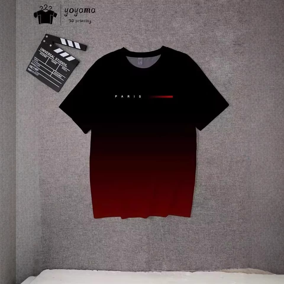 2024 Hot Sale Gradient Slogan 3D Print Men's Summer Loose Breathable Versatile Short Sleeve Crew Neck T-Shirt
