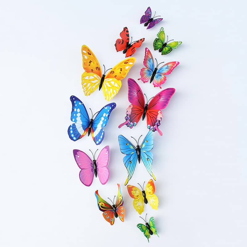 12 Realistic Simulation Butterfly 3D Wall Stickers for Creative Home Background, Kids Room Decoration