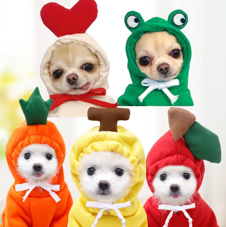 Fruit Patterned Fleece Dog Sweater Cat Sweater Banana Print Autumn Winter Pet Clothes Casual Style Polyester Fabric Unisex