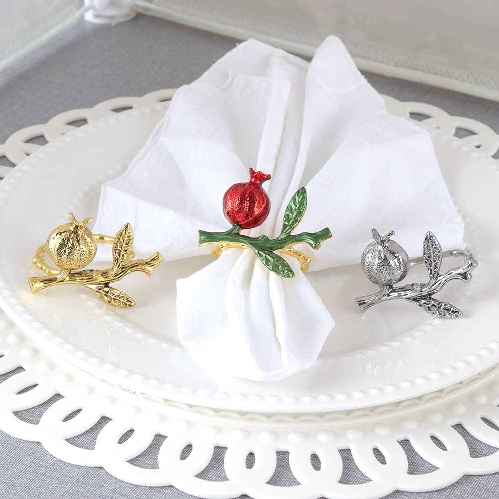 Cross-border Hotel Table Setting Painted Pomegranate Napkin Ring, Fresh and Elegant Simulated Fruit Series Napkin Ring, Amazon Wholesale
