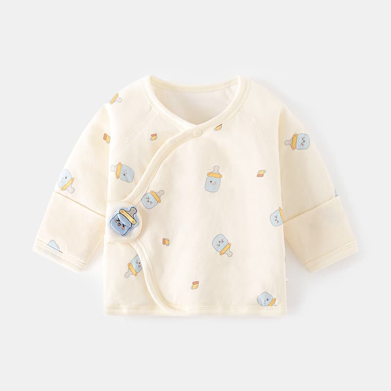 Newborn Half-Back Shirt Warm Cotton-Padded Underwear Seamless Pure Cotton Autumn/Winter Thin Cotton Kimono-Style Baby Top