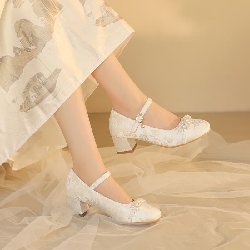 Girls Princess Shoes Lolita Shoes Chinese Style Cheongsam Little Girl Performance Shoes Flat Heels Hanfu Shoes