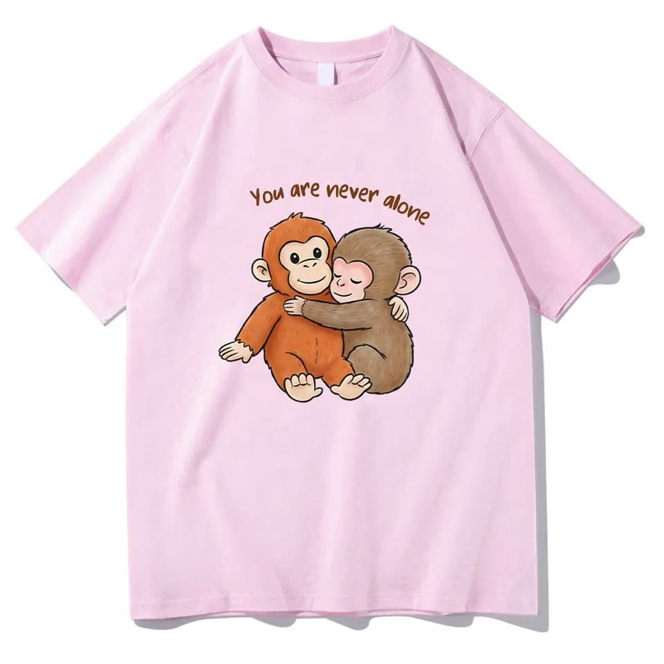 Punch Monkey T-shirt Cute Baby Monkey with Plush Toy Graphic
