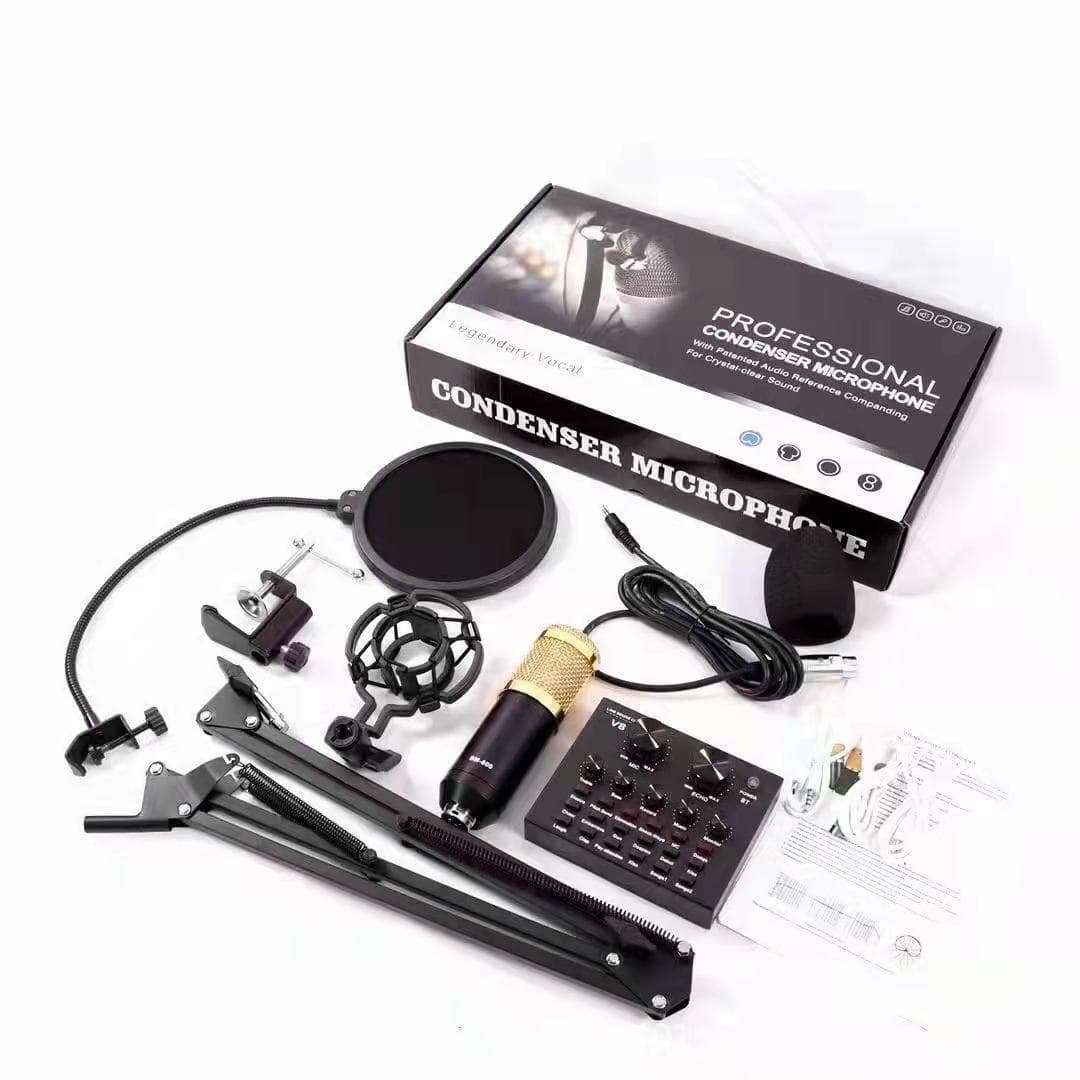 Popular BM800 Condenser Microphone V8 V8S Sound Card Mobile Phone Computer Douyin Kuaishou Live Streaming Equipment Set
