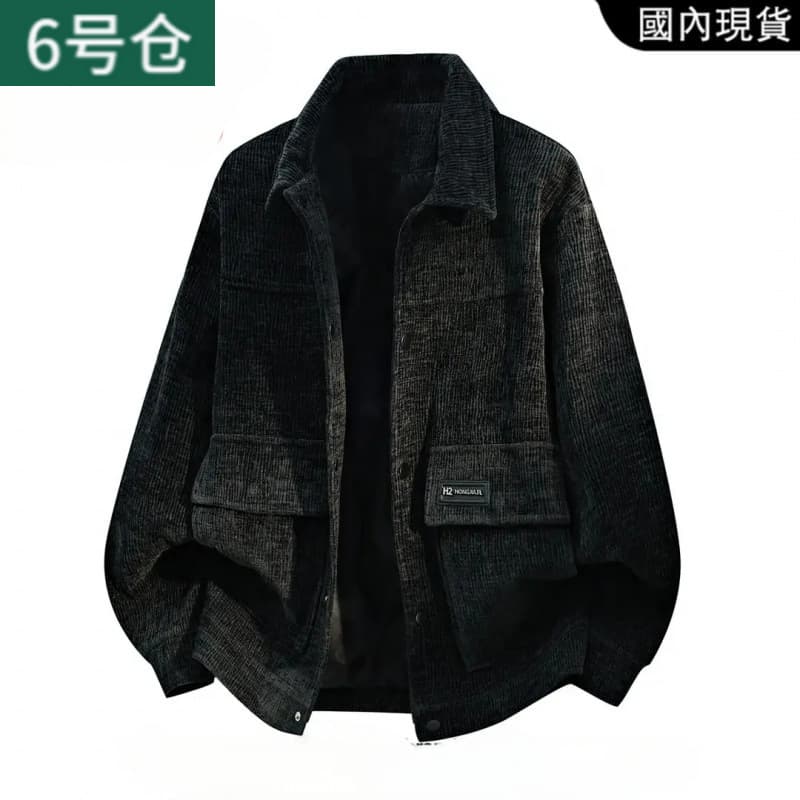 Men's American Casual Wool Blend Notch Lapel Jacket, Trendy Spring and Autumn Loose Fit Versatile Plus Size Outerwear