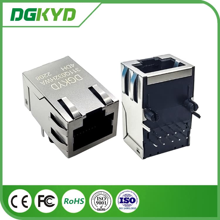 Gigabit Ethernet Filtering 10P8C Modular Network Interface RJ45 Unshielded with LED Strip DGKYD