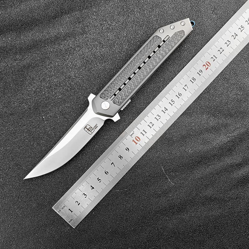Beg Titanium Alloy Indl Carbon Fiber Handle Outdoor Folding Knife Camping Fishing Pocket Knife Embedded Design Compact Size