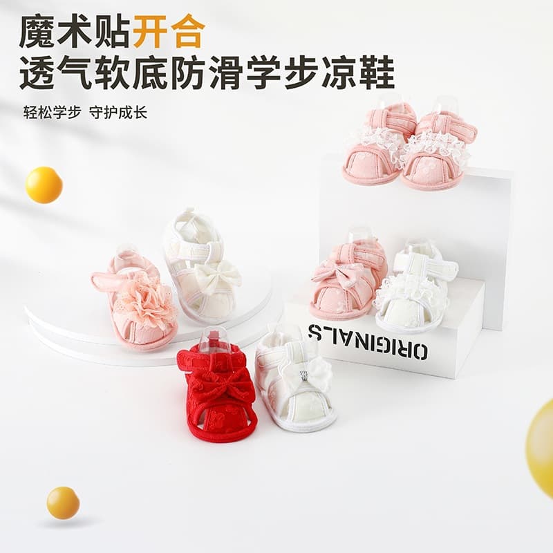 2026 Summer New Korean Style Baby Girl Princess Walking Sandals 0-1 Year Old Anti-Slip Bow Tie Class A
