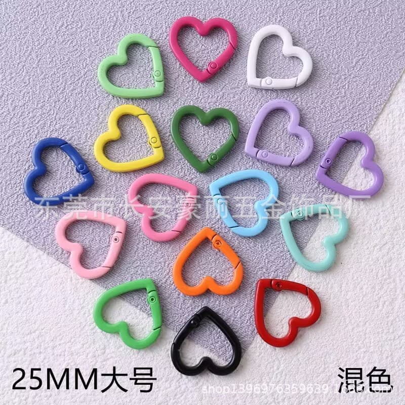Heart-Shaped Open Spring Ring Heart Keychain Colorful Baked Enamel Zinc Alloy Heart Spring Clasp Jewelry Accessory Hook