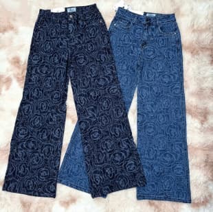 New women's rhinestone flower jeans straight wide leg pants wholesale Boyfriend style jeans